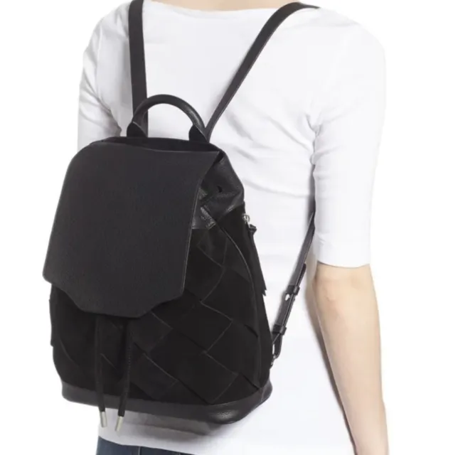 Rag & Bone Woven Suede &  Leather Pilot Backpack - Black