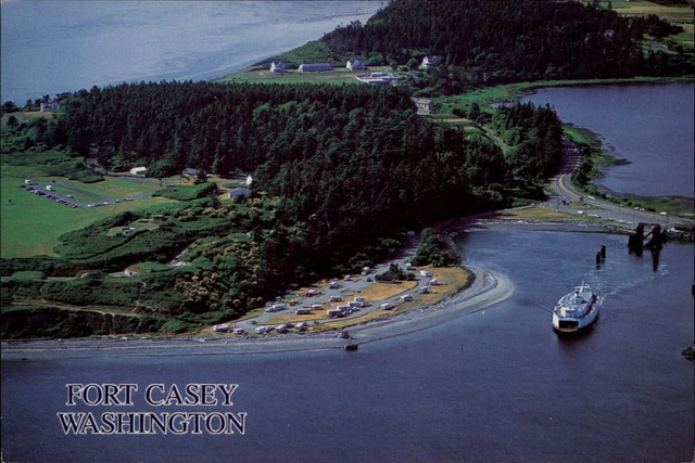 Washington Fort Casey State Park aerial view boat ~ unused postcard sku429