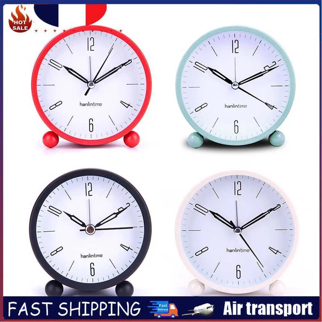 4 inch Round Alarm Clock Mute Digital with Night light Tabletop Study Room Decor