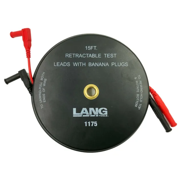 Lang 1175 2 x 15ft Retractable Test Leads with Banana Plugs