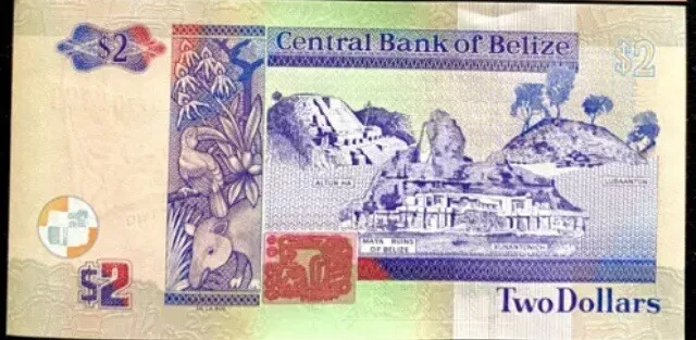 Belize 2 Dollars 2017 Banknote Bill Note NB03