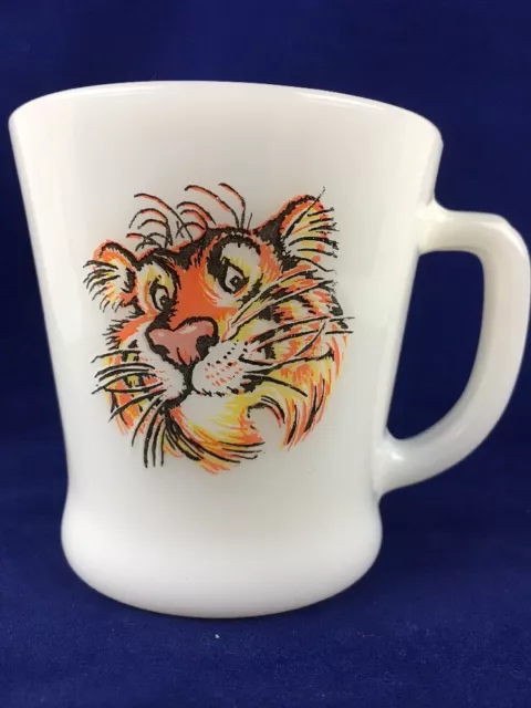 ANCHOR HOCKING Fire King Esso Tiger Promotional Milk Glass Coffee Mug