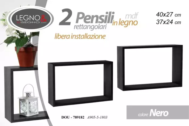 Set 3 Mensole Moduli Parete Mensola Quadrata Cubo Pensile DOU BIANCO  60/38/17CM