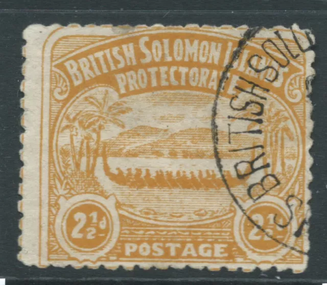 BRITISH SOLOMON IS 1907 SG4 21/2d orange-yellow very f/u minute perf thin cat£60