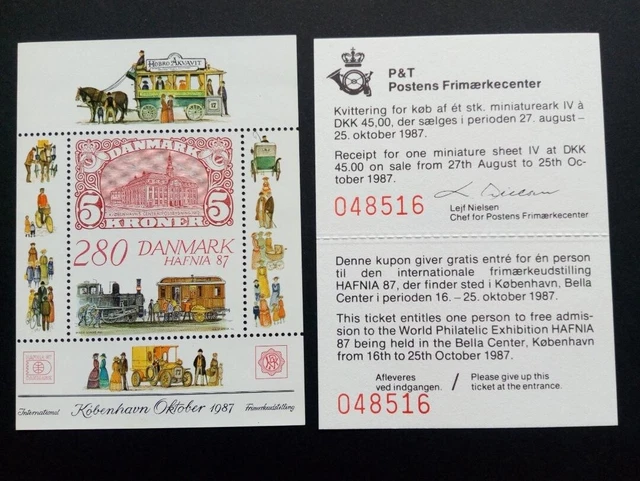 Dänemark Block 7 Postfrisch(Mint) Hafnia´87 Eisenbahn Kutsche