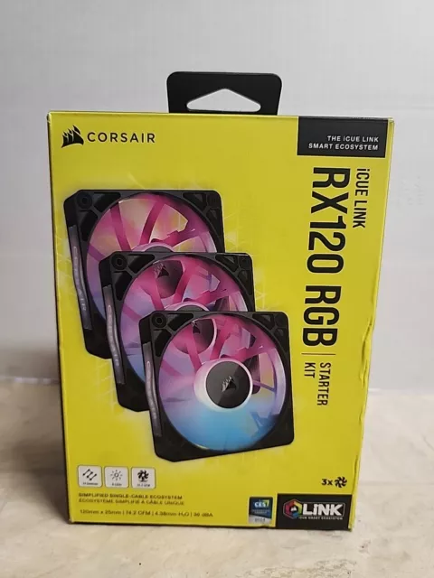 CORSAIR iCUE LINK RX120 RGB 120mm PWM Computer Case Fan Starter Kit (3-pack)