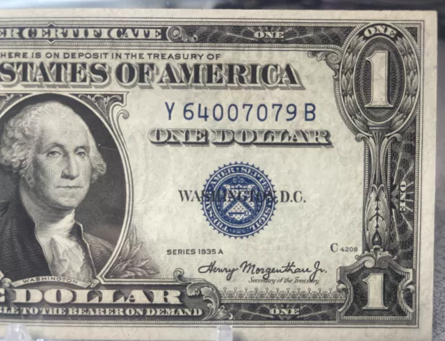 WOW  $1 1935-A 1 Y/B BLOCK BLUE - SEAL SILVER CERTIFICATE  - ( CU Condition)