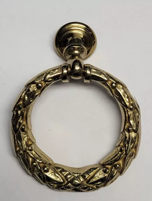 Heavy Duty 2.25" Unique Victorian Ornate Detail Solid Brass Ring Pull Very Heavy