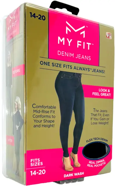 My Fit Denim Jeans Always On-Trend Pockets Slimming Pant Comfort Dark Wash 14-20