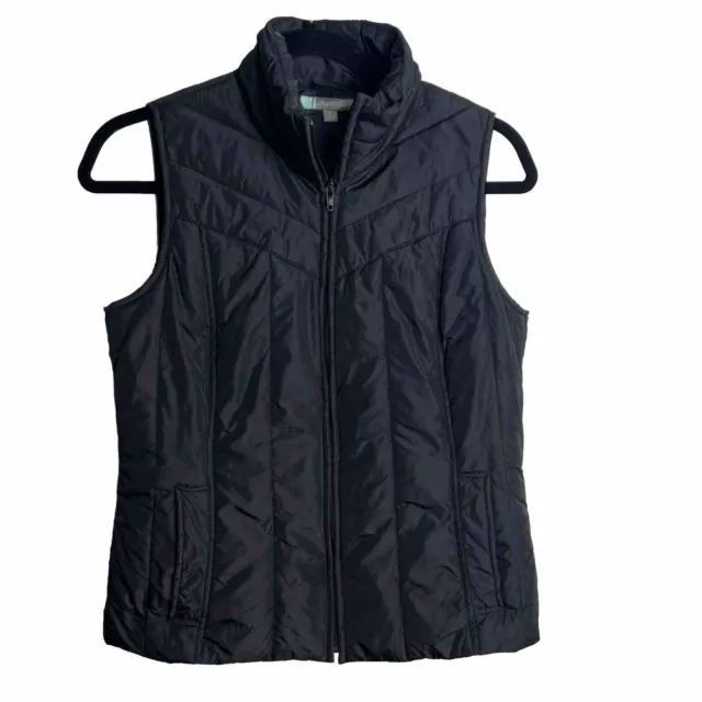 Halogen Womens Black Down Filled Full Zip Puffer Vest Size Small