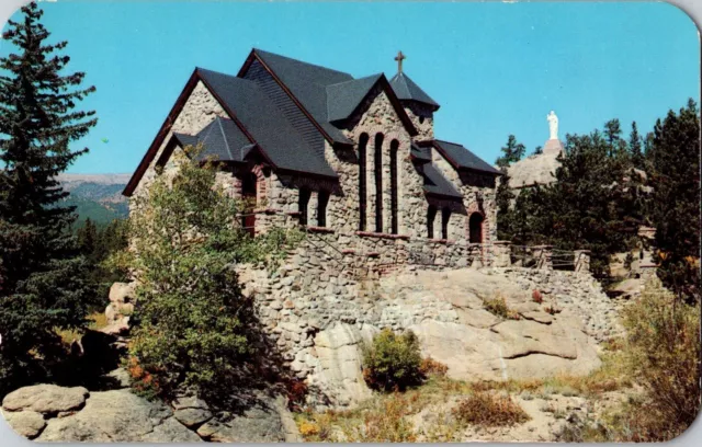 St Malo Chapel, The Church On The Rock, Vintage Estes Park Colorado Postcard