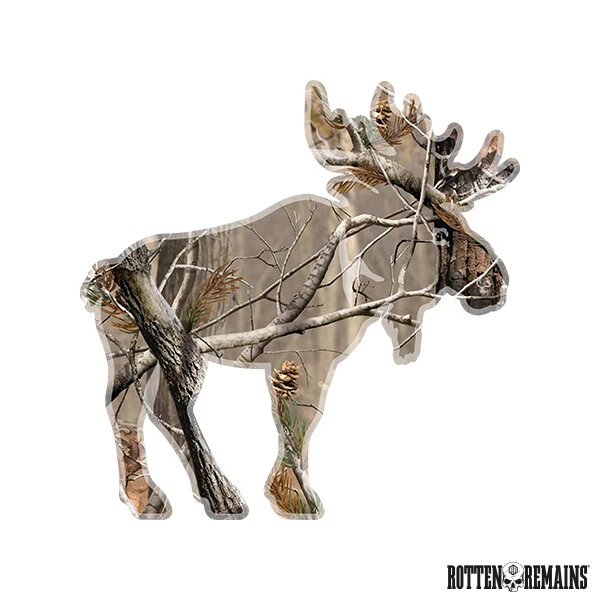 Moose Decal Hunting Camo Camouflage Bow Hunter Vinyl Sticker (RH) e7m