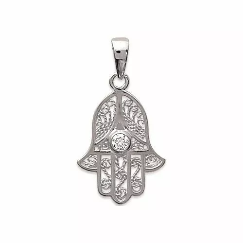 Pendentif Main de Fatma Zirconium et Argent Massif 925/1000