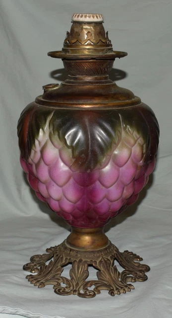 Victorian Success Burner GWTW Banquet Kerosene Oil Lamp Lions Paw Feet Scalloped