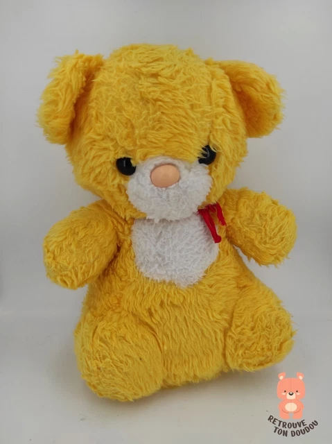 Peluche ours jaune et blanc Luminou Jemini, Vintage destockage soldes