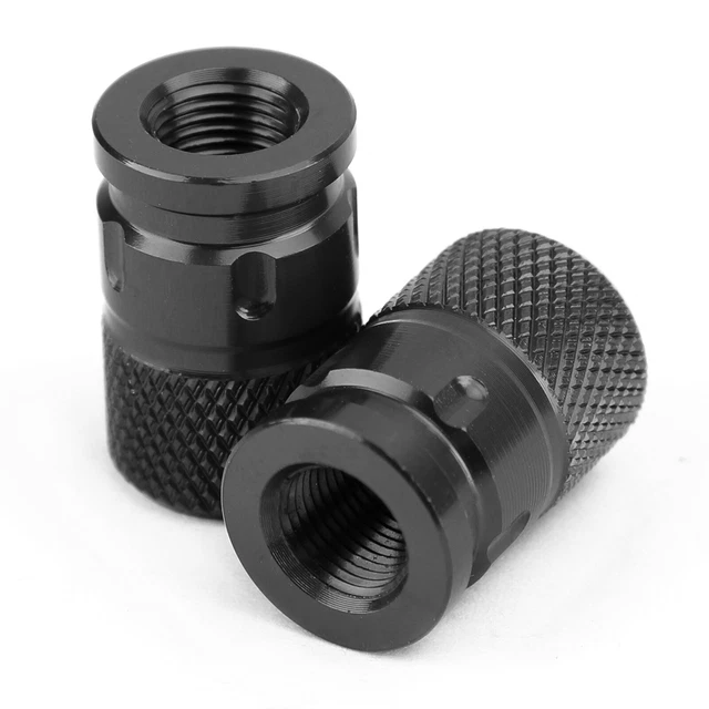 Paar Ventilkappen Alu Diebstahlschutz BLK für Auto PKW Motorrad Fahrrad MTB B7