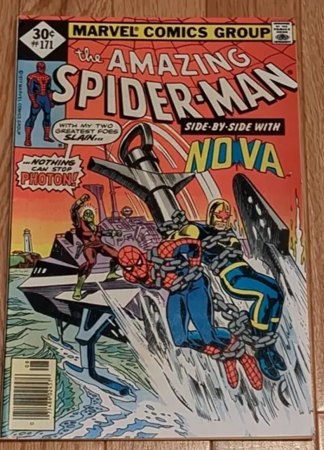 Amazing Spider-Man #171 w/ Nova, Photon VF/NM high grade copy 1977