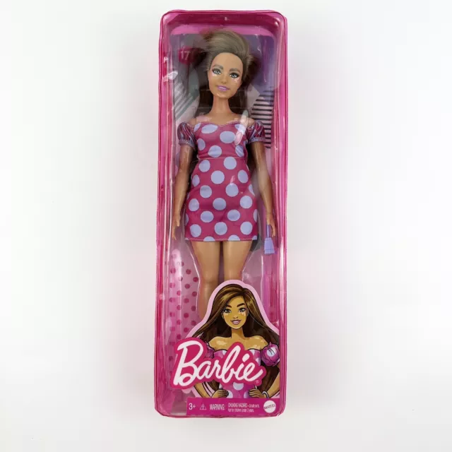 Barbie Fashionista #171 12” Doll W/ Brunette Hair Pink / Purple Dress NIB