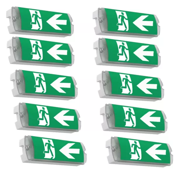 10pcs LED EMERGENCY LIGHT BULKHEAD 3W EXIT SIGN IP65 MAINTAINED / NON MAINTAINED