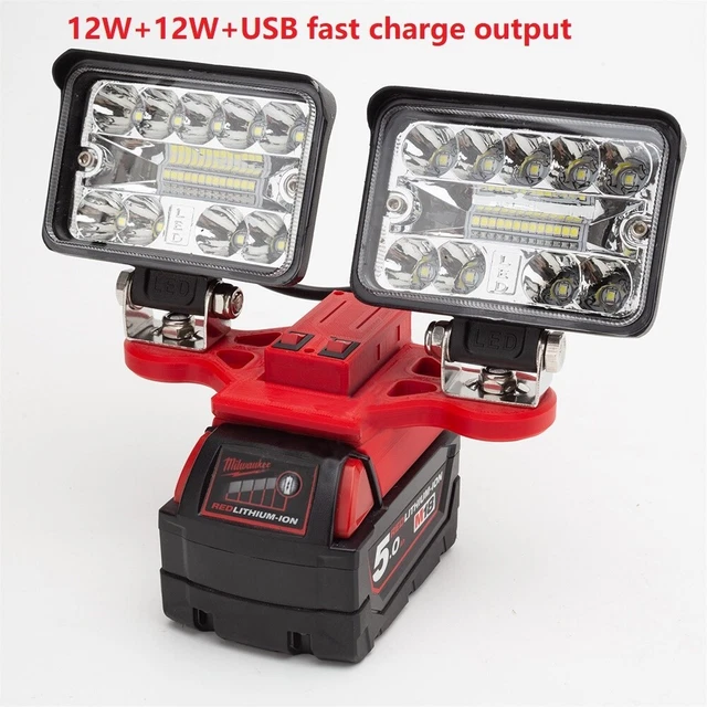 Lámpara de trabajo LED fiable para baterías Milwaukee XC 18V 20V 2 cabezal De