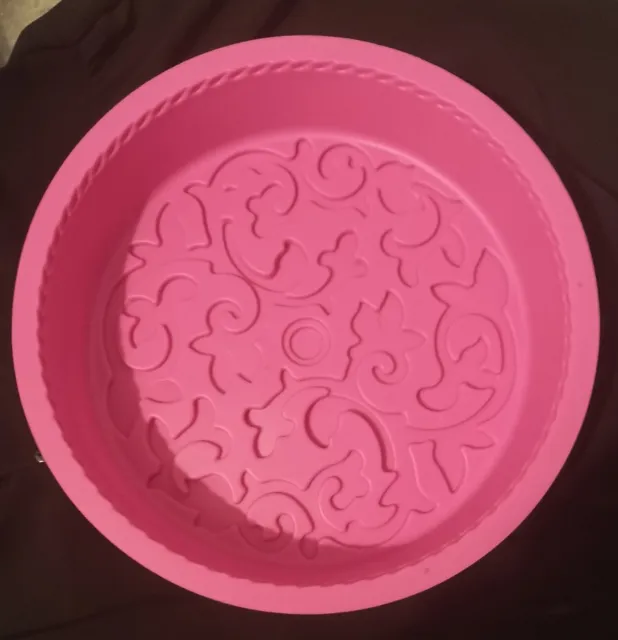 10inch Silicone Round Fancy Cake Pan Mould Non-stick Bakeware Pink Floral