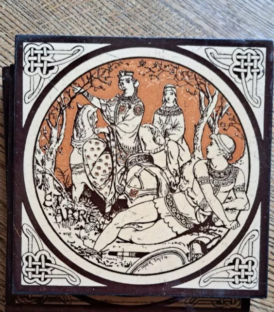 Antique Minton - Moyr Smith - Tennyson's Idylls Of The King Tile - Etarre.