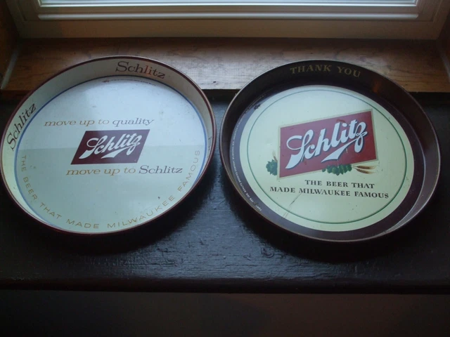 Schlitz Beer Serving Trays Lot Of 2