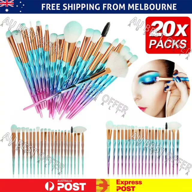 20PCS Eye Make-up Brushes  Unicorn Eyeshadow Eyebrow Blending Brush Set AU