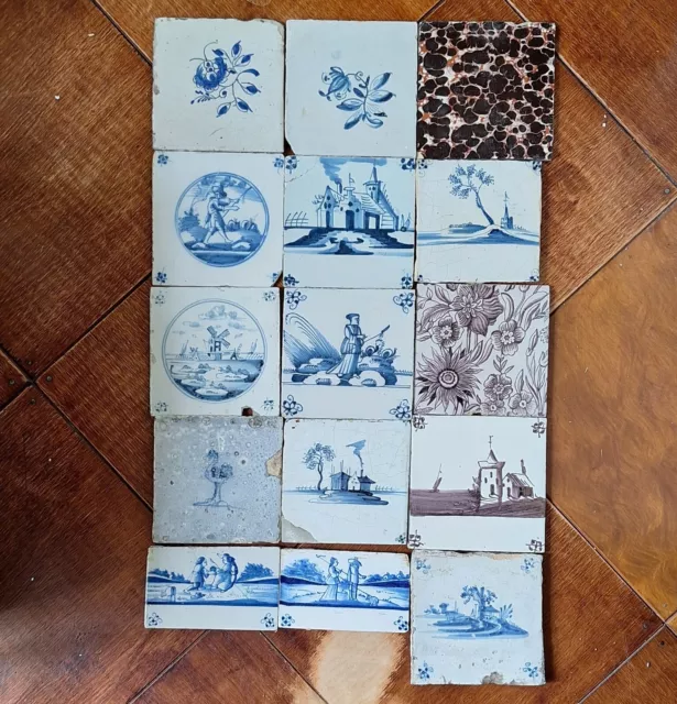 15 antique Delft tiles