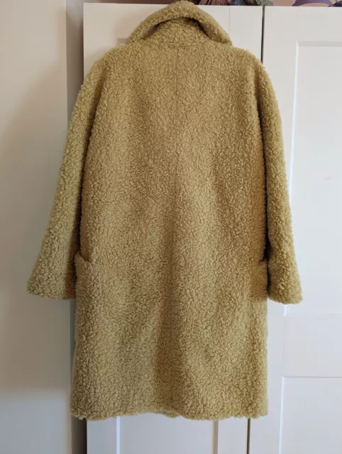 Burberry Oversized Camel Double-Breasted Wool-Blend Shearling Teddy Coat Small 3