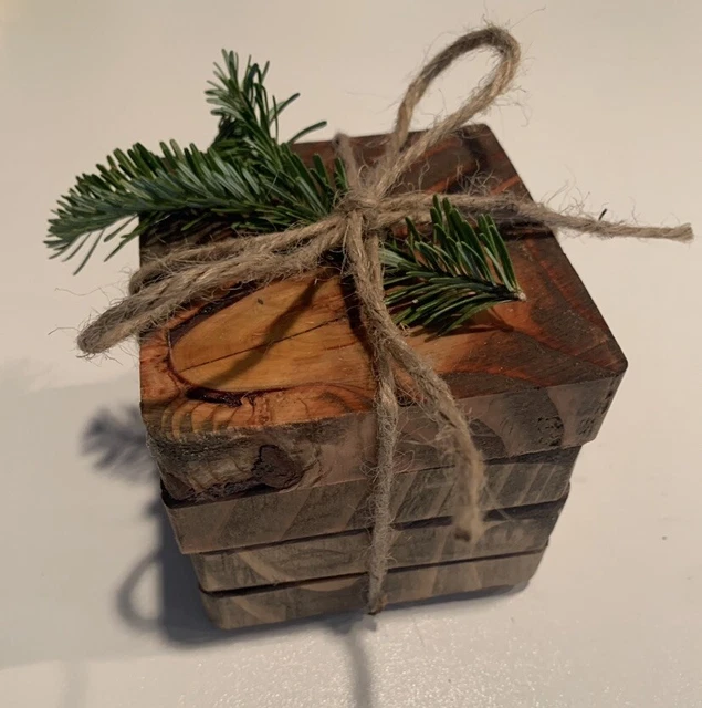 Rustic Reclaimed Wood Coaster Set Of 4 Cottage/Modern/Farmhouse/Holiday Gift!