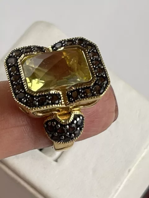 Sima K  7.03 CT Lemon Quartz and Smoky Quartz Sterling Silver Ring 5