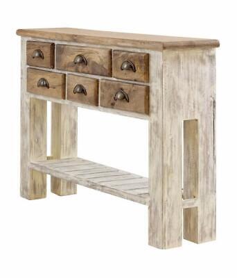 Indian French Style Royale Wooden Console Table with 5 Drawers Matt Finish White 3