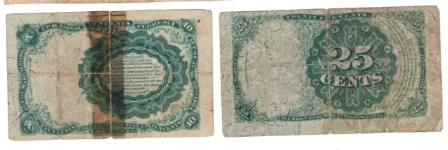 USA Fractional Currency 10 and 25 Cents Banknotes Circa 1875 2