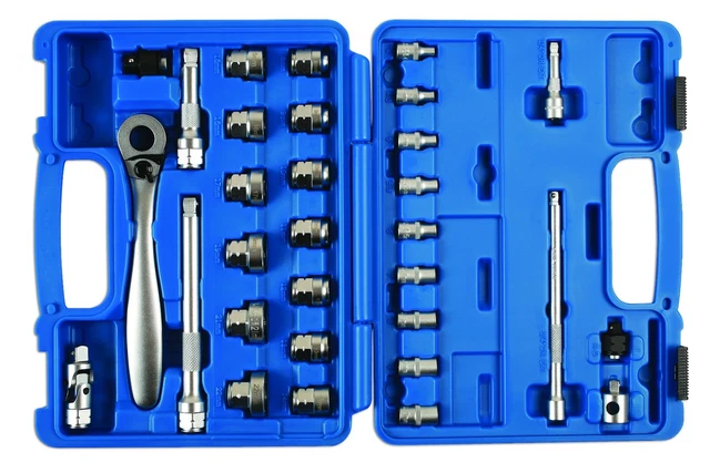 Low Profile Dual Drive Socket Ratchet Set 31pc 1/4 Drive 3/8 Drive