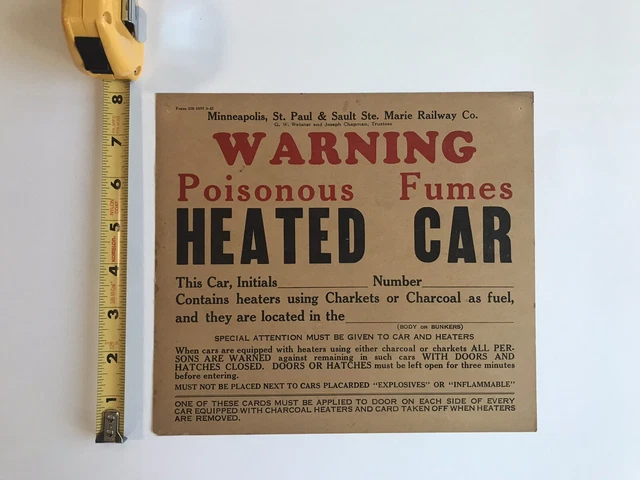 Minneapolis, St. Paul & Sault Ste. Marie Railroad Co Warning Placard Form 338 RR
