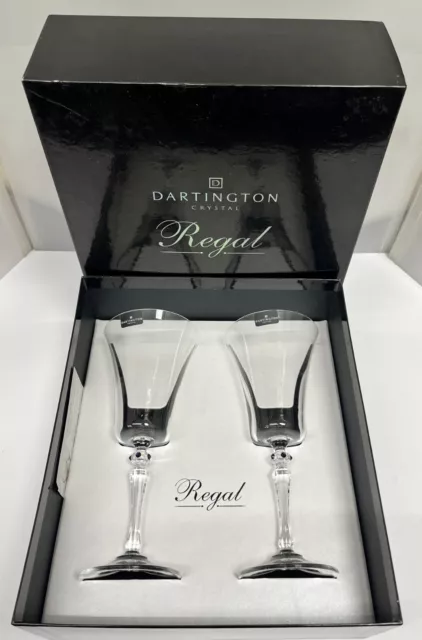 Dartington Regal Amethyst Pair Wine / Toasting Glasses w Swarovski Crystals BNIB