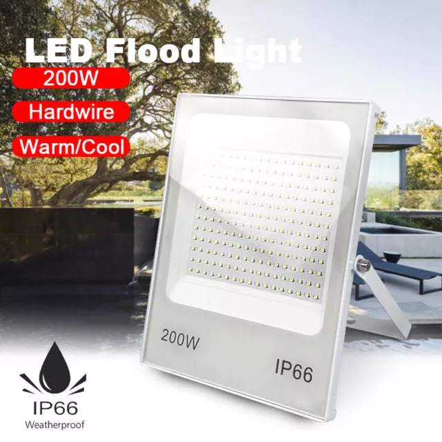 LED Floodlights 50W/100W/200W Hardwire Cool/Warm 220V Walkway Stadium Waterproof