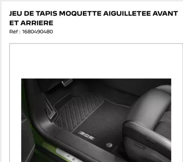 Jeu 4 Tapis De Sol Peugeot 308sw Depuis 2022 Logo Brodé ORIGINAL NEUF