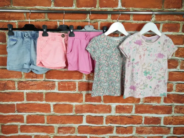 Girls Bundle Age 3-4 Years 100% Next Denim Shorts Floral Tees Summer Set 104Cm