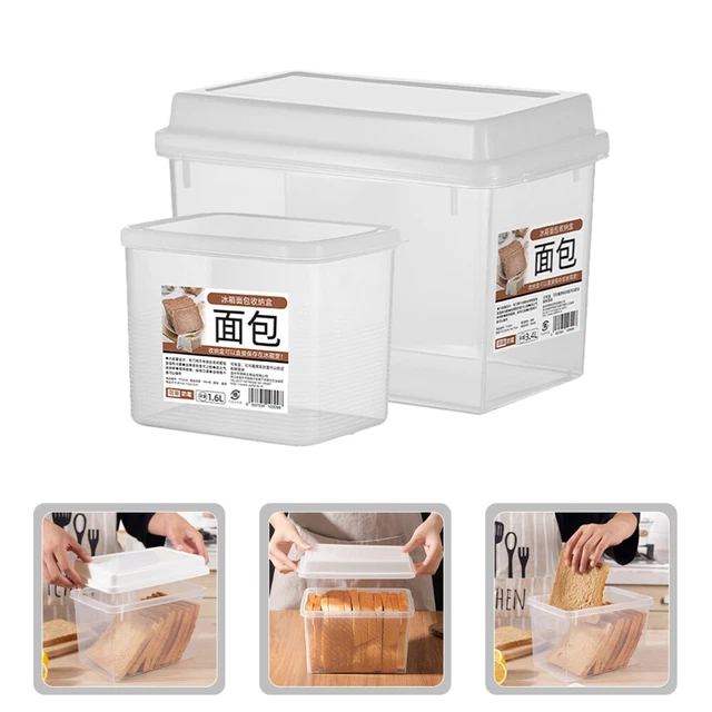 2 piezas caja de almacenamiento de pan caja de alimentos transparentes pan estilo japonés multigrano