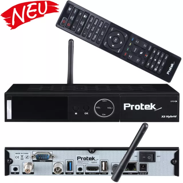 Protek X2 4K UHD Linux E2 Récepteur Satellite Wifi Lan 1x DVB-S2 1x Dvb-C / T2