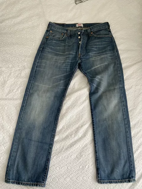LEVI'S W34 L30 Straight Leg Loose Fit Blue Denim Jeans £18.99 - PicClick UK