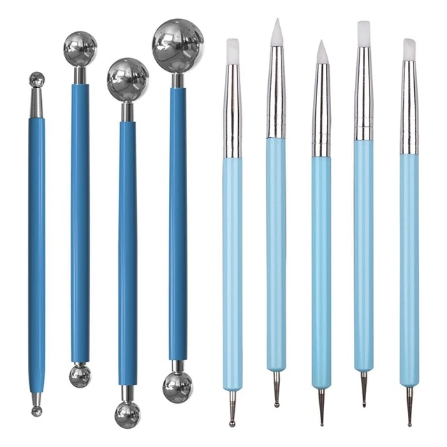TOVOT 8 Pièces Outils De Sculpture En Argile - Pinceaux Silicone Double Extrémité Pour Modeler, Façonner Et Peindre Vos Créations