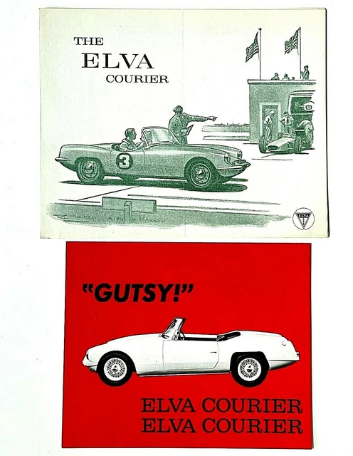 1960s Elva Courier Sales Brochures Lot of 2 Sports Car Road Test Artwork Vintage