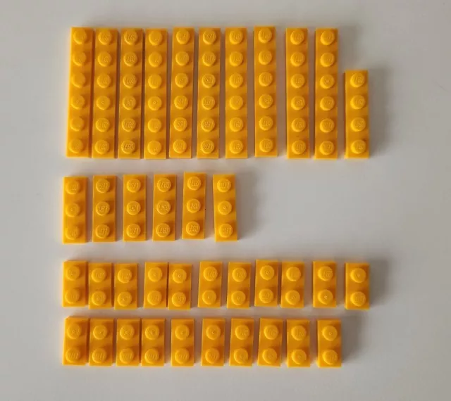 38 Lego Bright Light Orange plates: 1x2 (3023) 1x3 (3623) 1x4 (3710) 1x6 (3666)