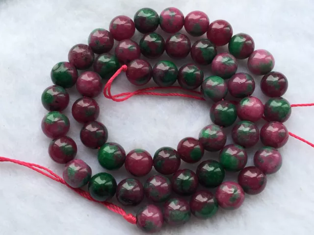 New 8mm Red Green Ruby zoisite Round Gems Loose Beads 15 " AA 28、41