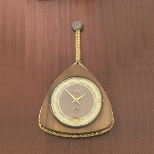 Orologio Meccanico da parete muro Vintage Legno Vetro Anni 50 60 1950 1960 Walt