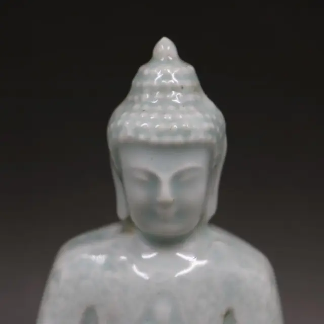 Chinese Song Hutian Kiln Celadon Glaze Porcelain Figurine Buddha Statue 5.5 inch 2