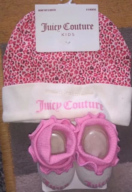 baby girl, juicy couture set, 0-6 months hat and booties